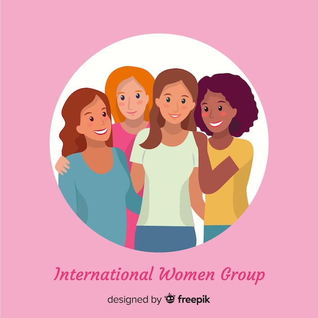 Gratis vector internationale groep vrouwen met een plat ontwerp