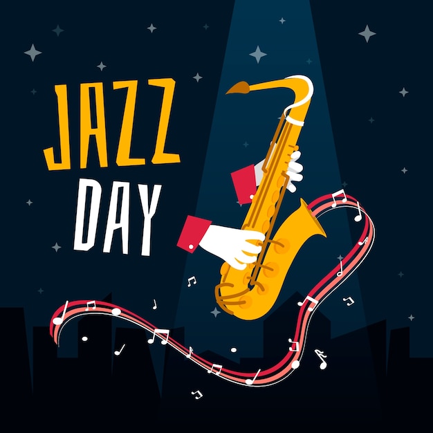 Gratis vector internationale jazzdag in plat design