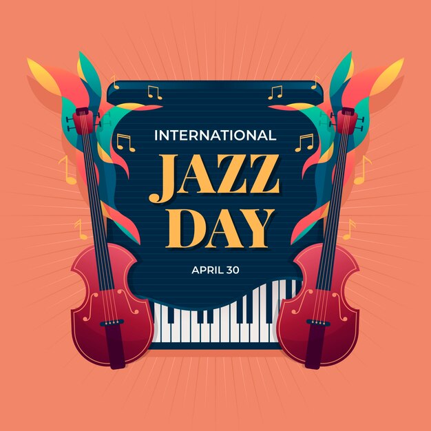 Internationale jazzdag in plat design