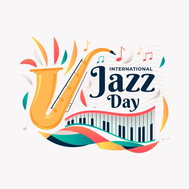 Internationale jazzdag in plat design