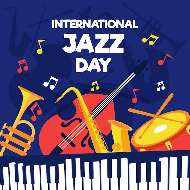 Gratis vector internationale jazzdag in vlakke stijl
