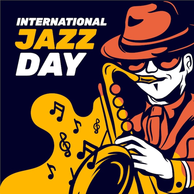 Internationale jazzdag met man saxofoon spelen