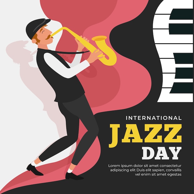 Gratis vector internationale jazzdag met saxofoon