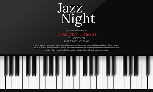 Gratis vector internationale jazzdag poster sjabloon met piano