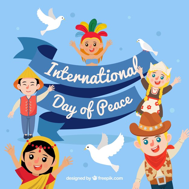 Internationale vrededag met verenigde mensen