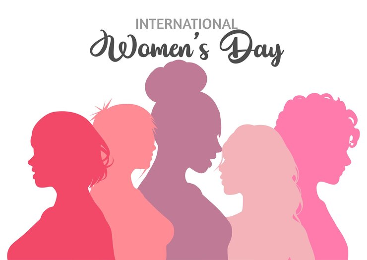 Gratis Vector internationale vrouwendag achtergrond met vrouwelijke silhouetten