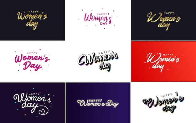 Internationale Vrouwendag vector handgeschreven typografie achtergrond met een gedurfde levendige stijl