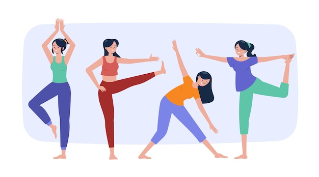 Gratis vector internationale yoga dag handgetekende platte poses collectie