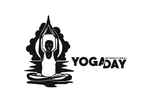 Internationale Yoga Dag Man Silhouet Vectorillustratie