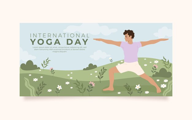 Internationale yogadag handgetekende platte yogabanner