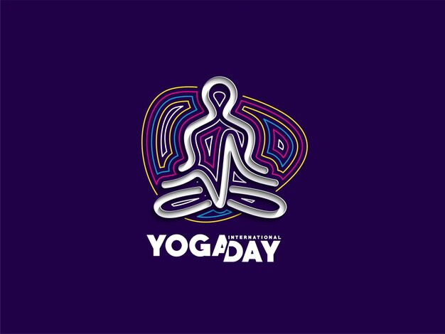 Internationale yogadag Jonge jongen mediteert na advertentiebanner Vectorillustratie