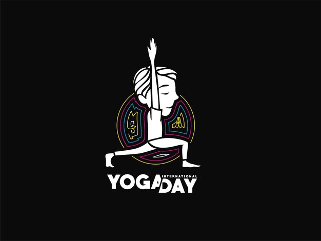 Internationale yogadag Jonge jongen mediteert na advertentiebanner Vectorillustratie