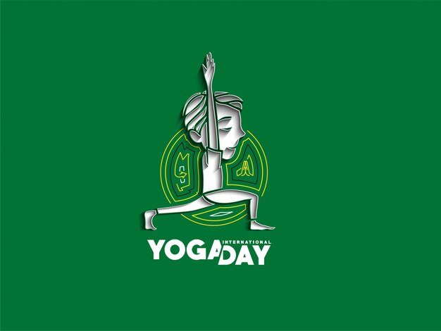 Internationale yogadag jonge jongen mediteert na advertentiebanner vectorillustratie