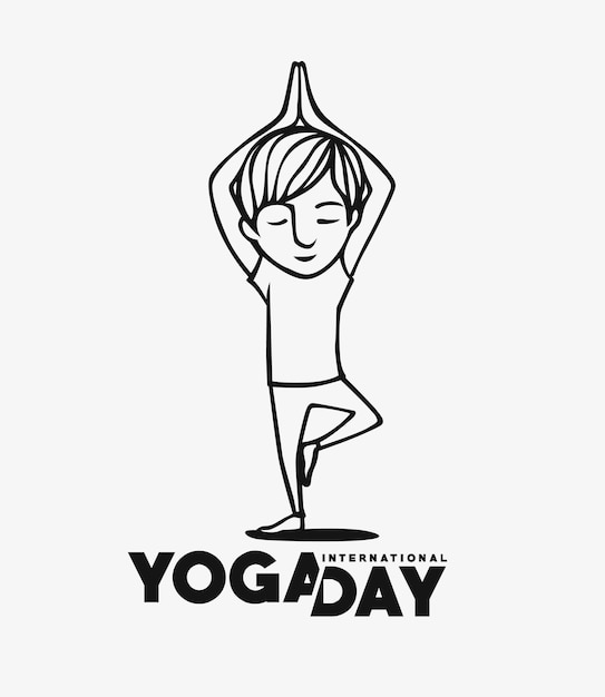 Internationale yogadag jonge man mediteert karakter vectorillustratie