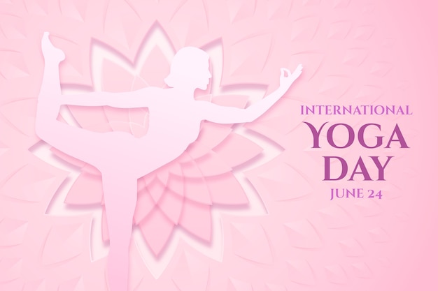 Gratis vector internationale yogadagbanner in papierstijl