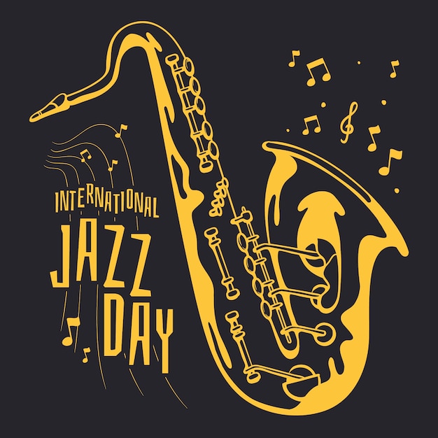 Gratis vector internationl jazz day concept tekenen