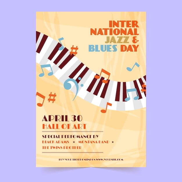 Internationl jazz day flyer sjabloonontwerp