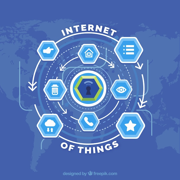 Internet van dingen achtergrond met zeshoeken