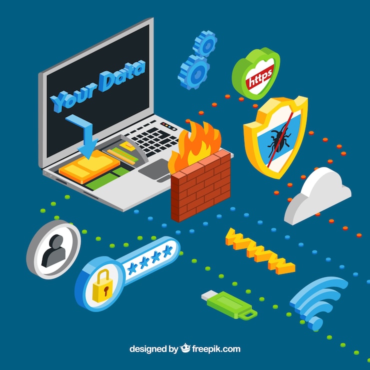 Gratis Vector internet van dingen met laptop