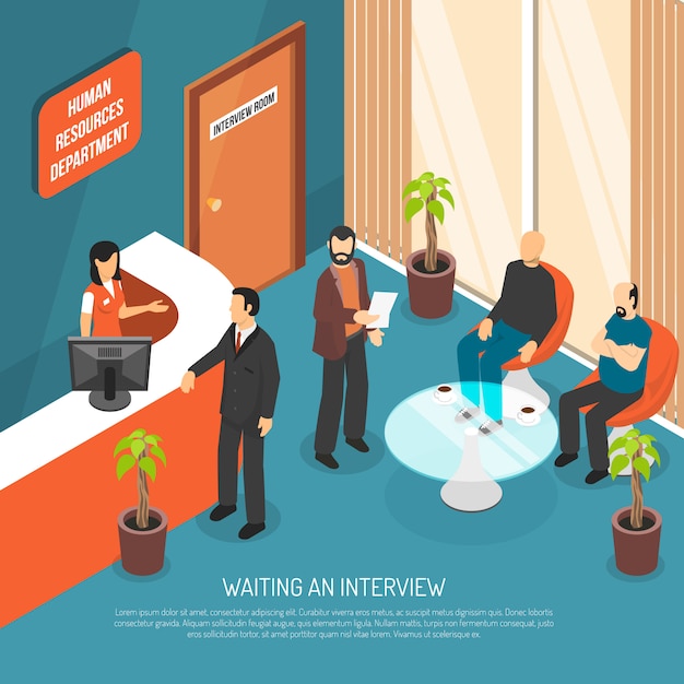 Gratis vector interview wachtruimte illustratie