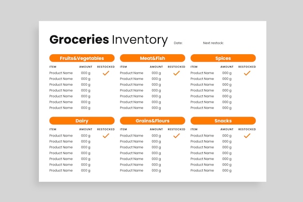 Inventaris checklist sjabloonontwerp