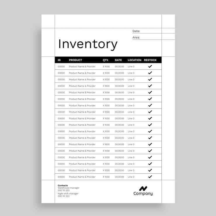 Gratis Vector inventaris checklist sjabloonontwerp