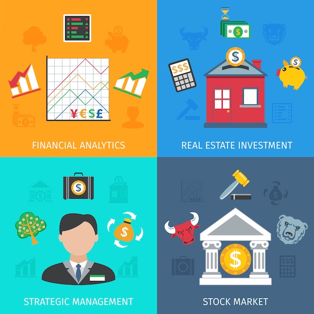 Gratis vector investment flat set