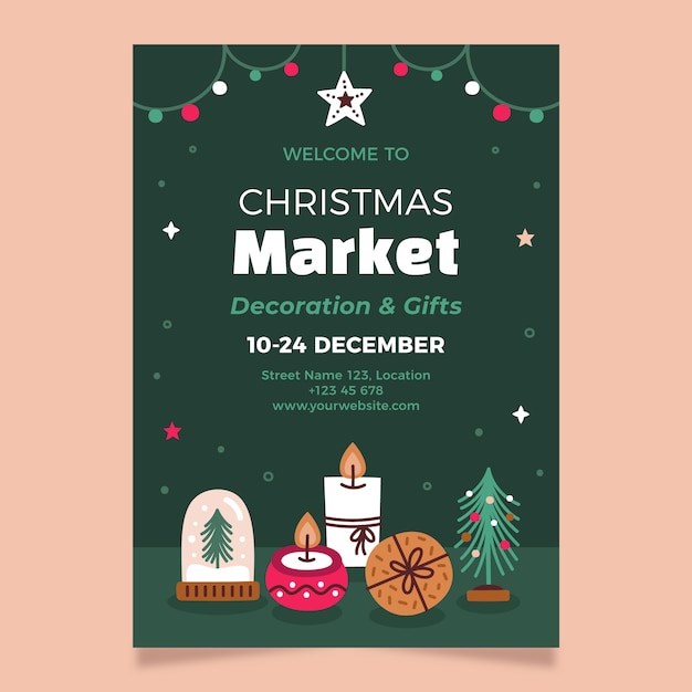 Gratis vector invitatiemodel voor de kerstmarkt