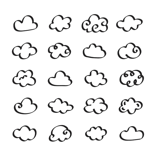 Inzameling van de illustratie van wolkenpictogrammen