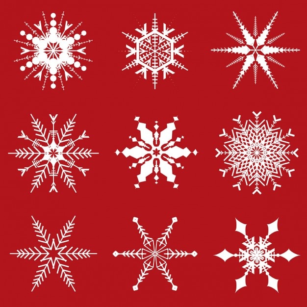 Gratis vector inzameling van diverse kerstmis sneeuwvlokontwerpen