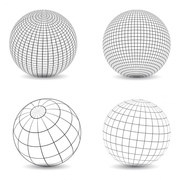 Gratis Vector inzameling van diverse ontwerpen van wireframe globes