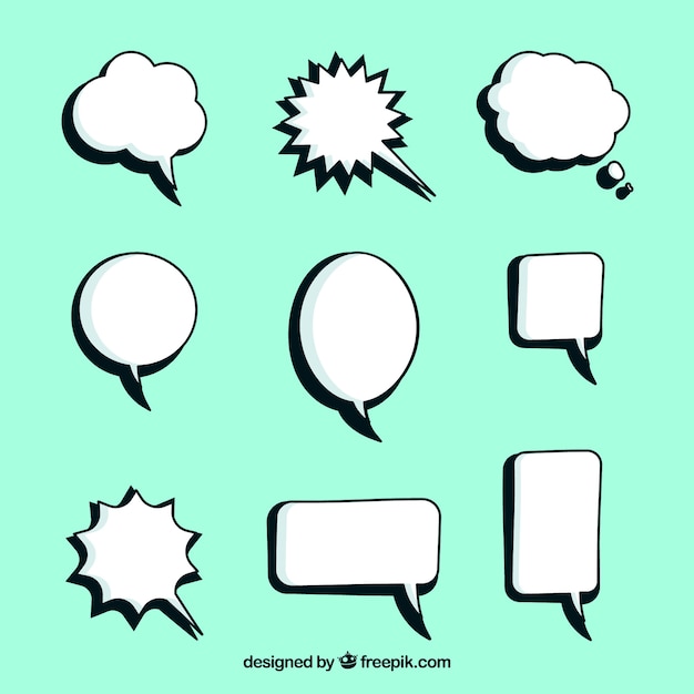 Gratis vector inzameling van een comic speech bubble