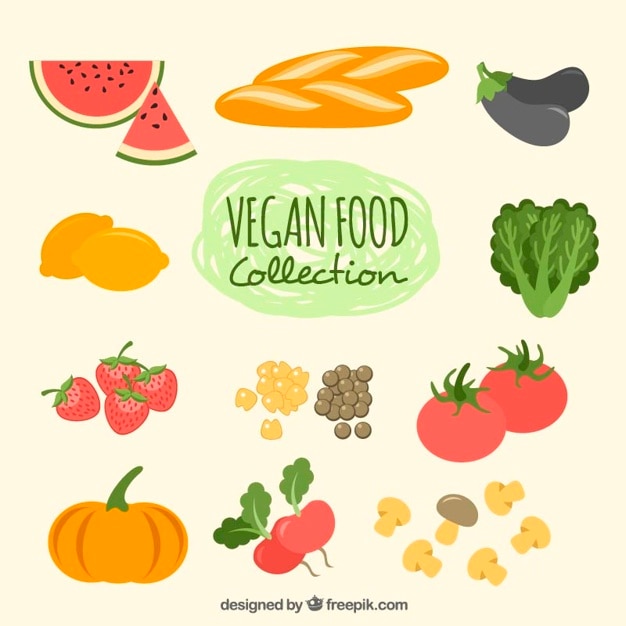 Gratis vector inzameling van groente en fruit