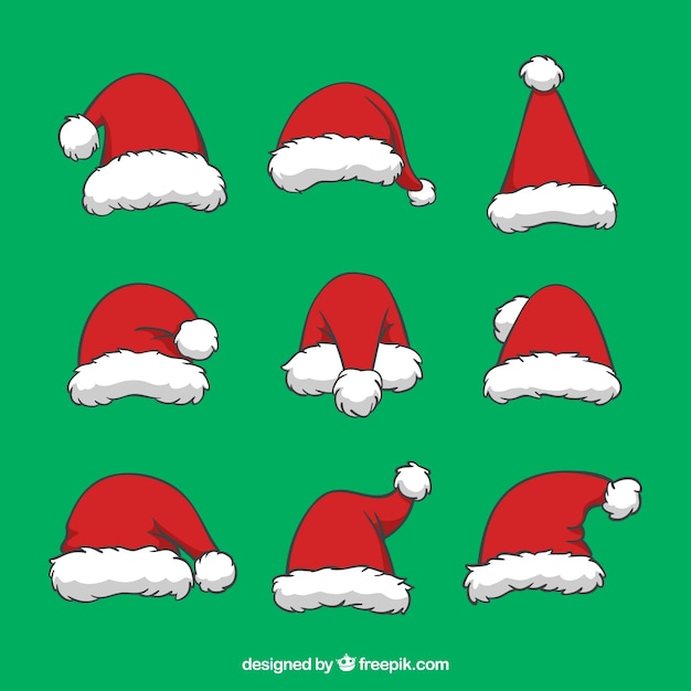 Gratis vector inzameling van handgetekende kerstmutsjes