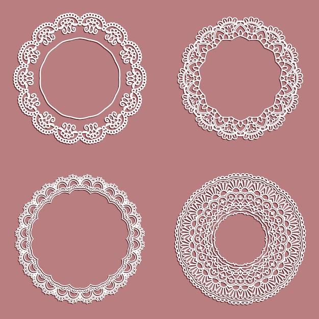 Gratis vector inzameling van kantvormige cirkelvormige frames