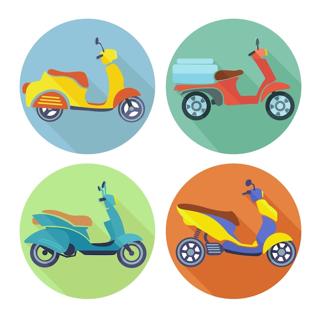 Gratis vector inzameling van kleurrijke motorfietsen