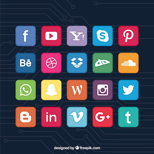 Inzameling van kleurrijke social network icons