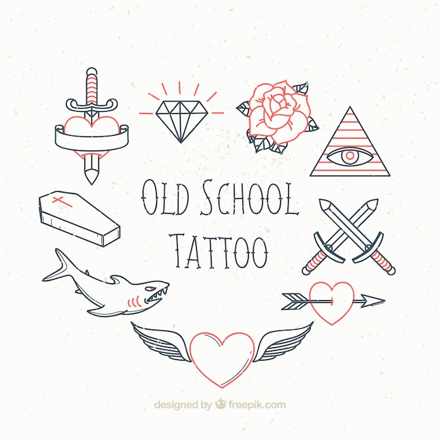 Gratis vector inzameling van uitstekende schetsen tattoo