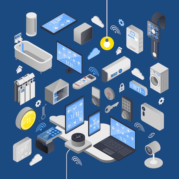 Gratis vector iot internet of things isometrische samenstelling