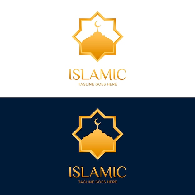 Gratis vector islamitisch logo in twee kleuren met gouden elementen