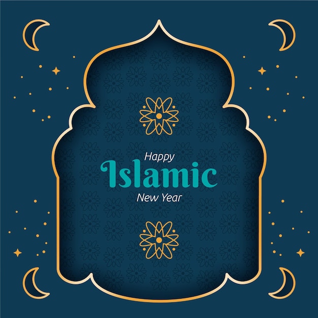 Islamitische nieuwjaarsillustratie in papierstijl