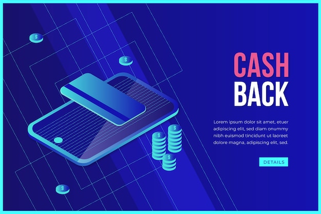 Isometrisch cashback-concept met smartphone