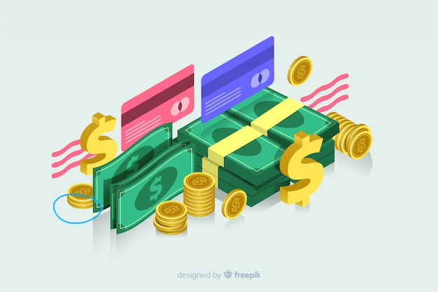 Gratis vector isometrisch geld in plat ontwerp