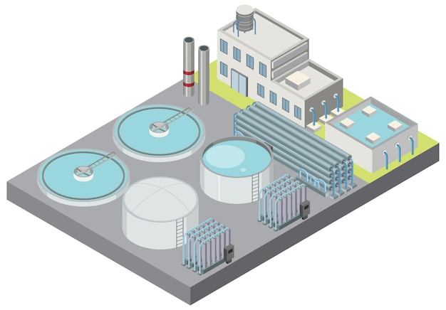 Isometrisch industriegebied van ontziltingsinstallatie