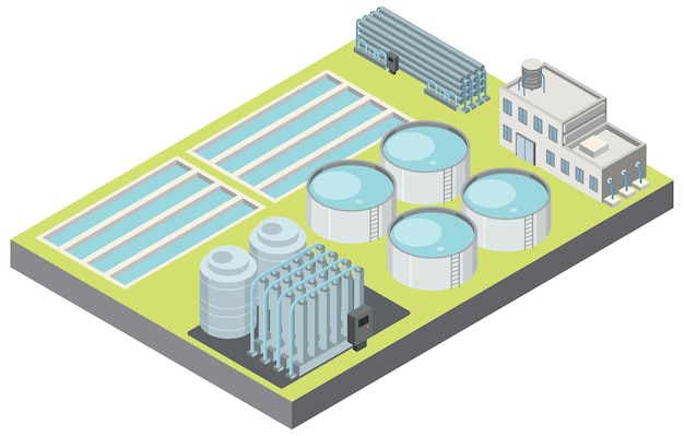 Isometrisch industriegebied van ontziltingsinstallatie