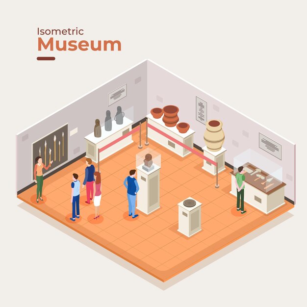 Isometrisch museum interieur concept