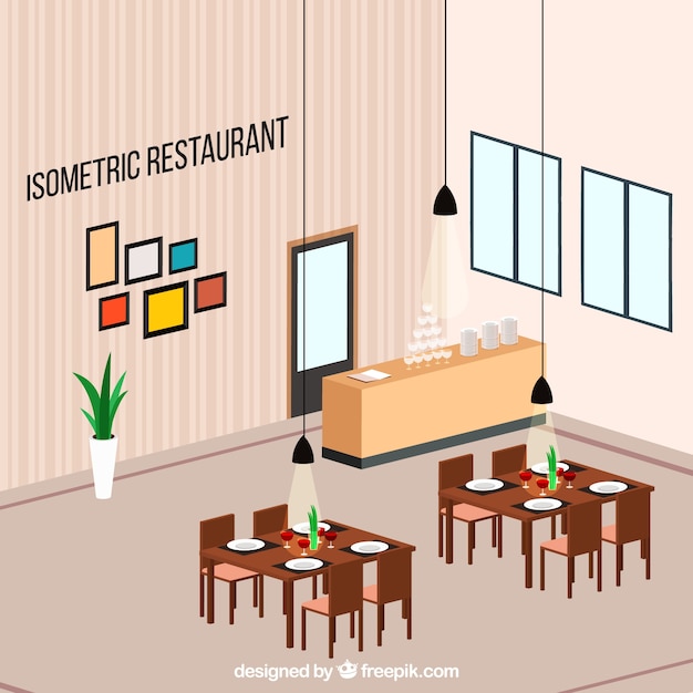 Gratis vector isometrisch restaurant design