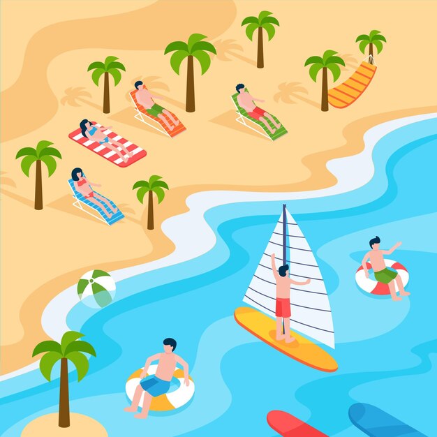 Gratis vector isometrisch strand