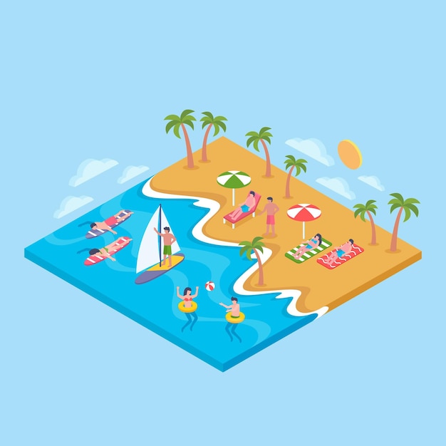 Gratis vector isometrisch strand