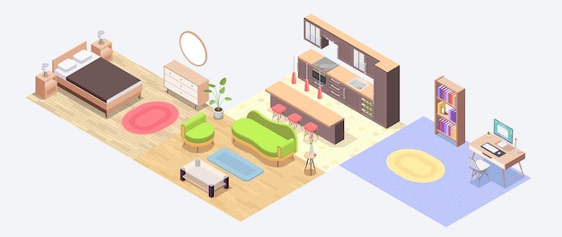 Isometrische appartement ontwerp illustratie